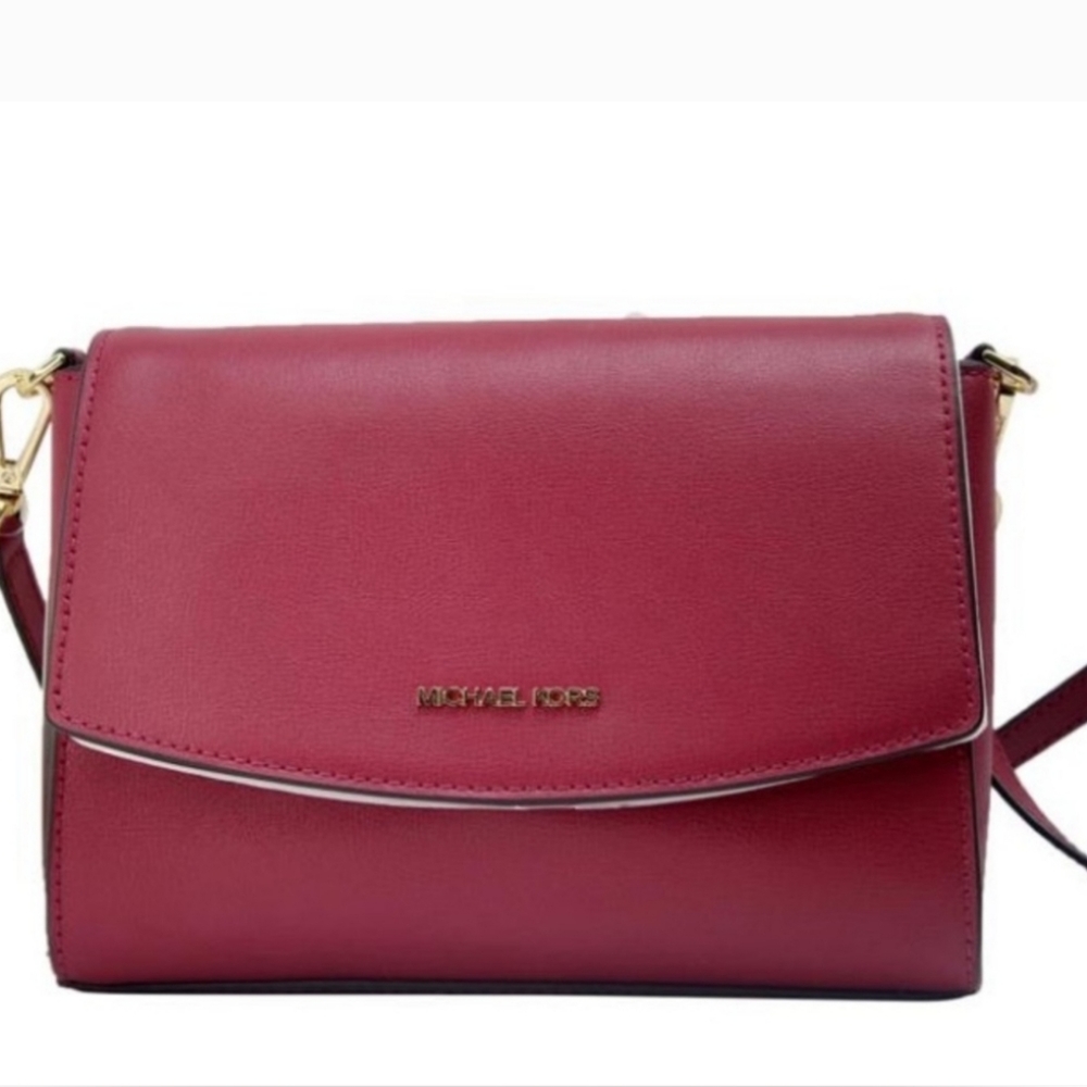 Michael Kors Ellis medium flap messenger leather bag Berry